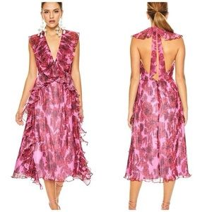 La Maison Talulah Pink Rose backless floral midi dress
